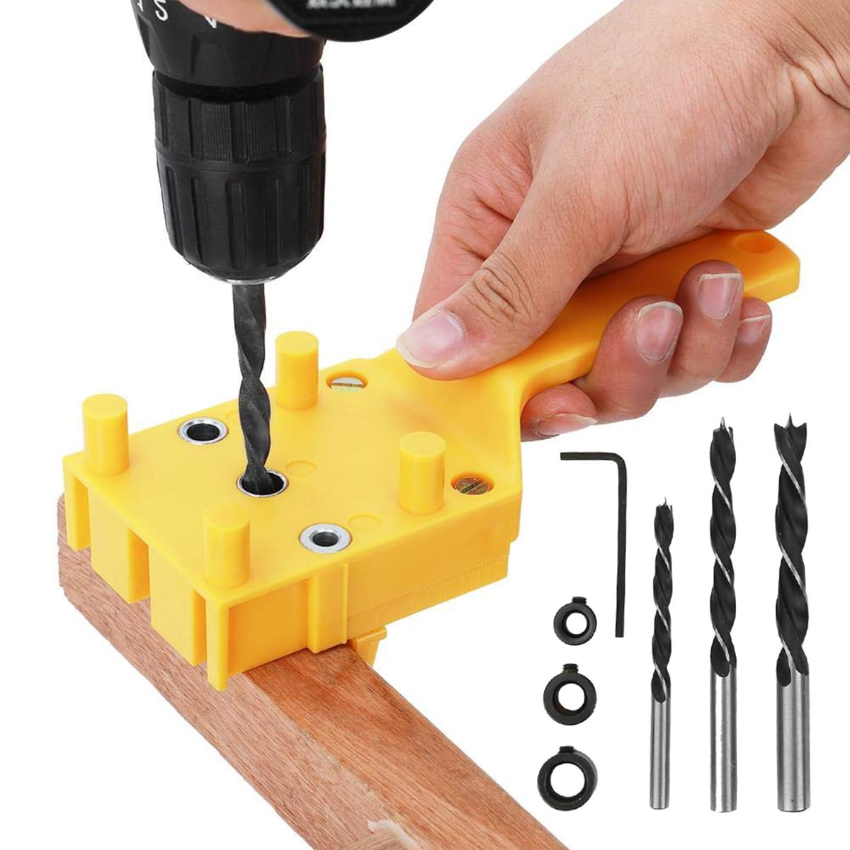 Serplex 8Pcs Hole Drilling Locator Tool Set Includes 3 Dril Bits, Drilling Bushings Self Centering Doweling Jig Hole Drilling Locator Tool with Handle Multi Hole Drilling Locator Tool for Wooden Work Serplex 8Pcs Hole Drilling Locator Tool Set Includes 3 Dril Bits, Drilling Bushings Self Centering Doweling Jig Hole Drilling Locator Tool with Handle Multi Hole Drilling Locator Tool for Wooden Work